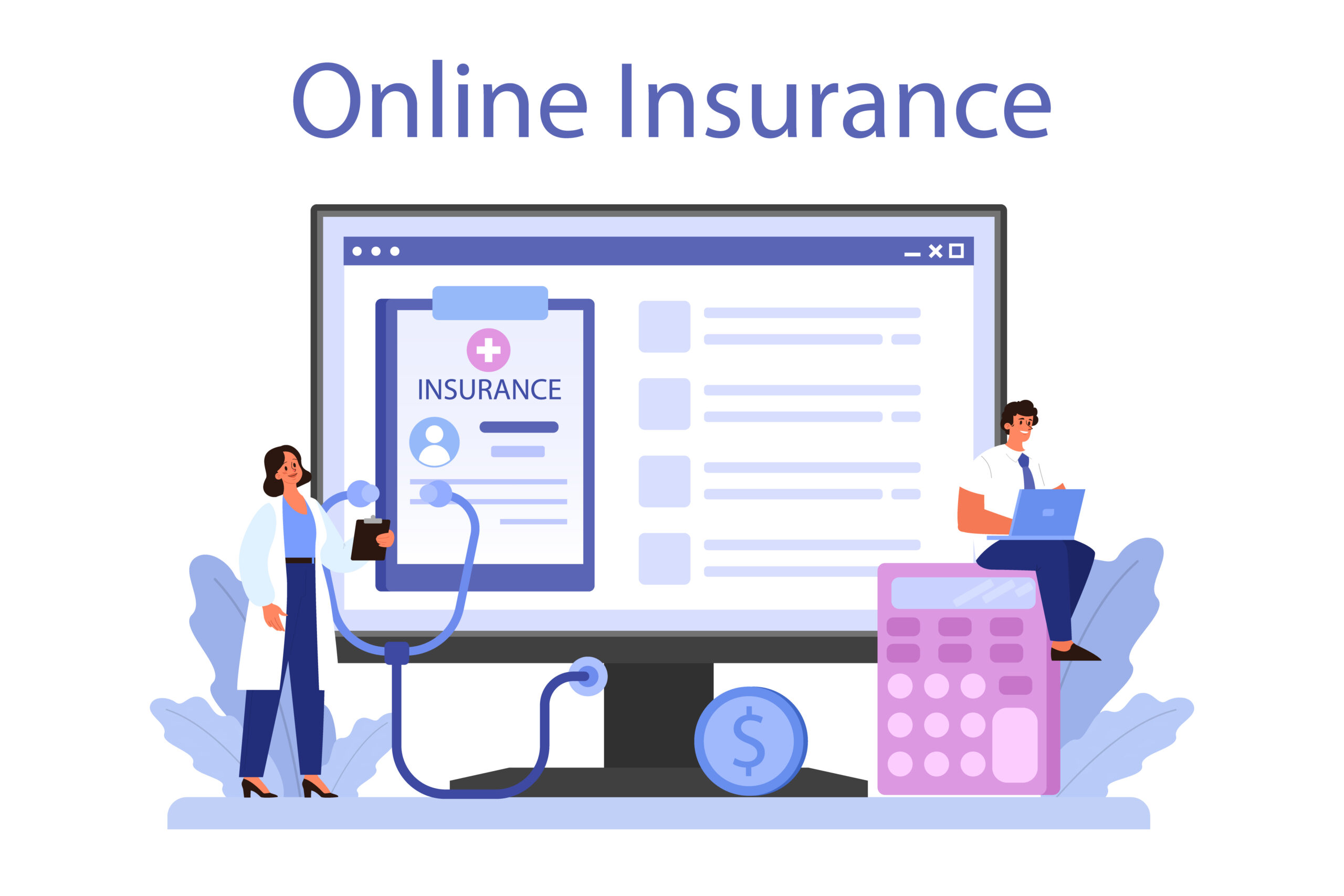 Health insurance online service or platform. Idea of security and protection of person's life from damage. Online insurance. Flat vector illustration